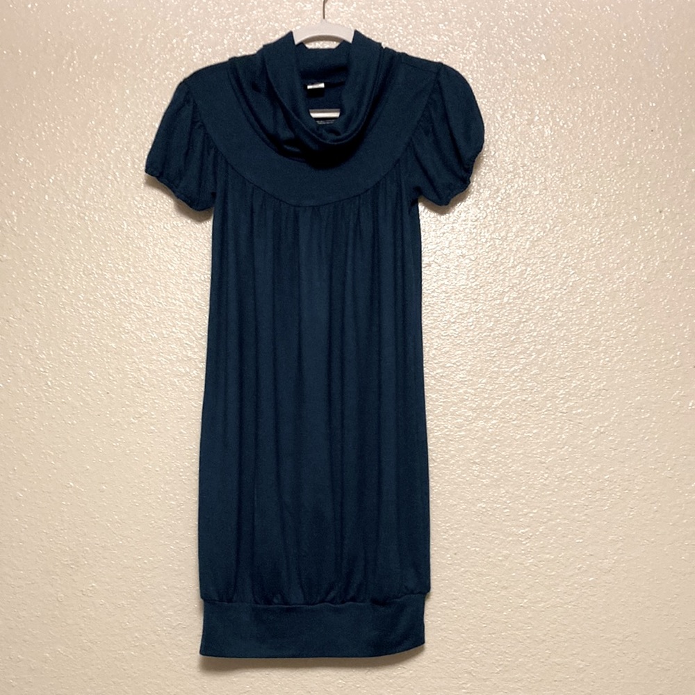 Very dark cyan turtleneck dress. Lia Lee size small